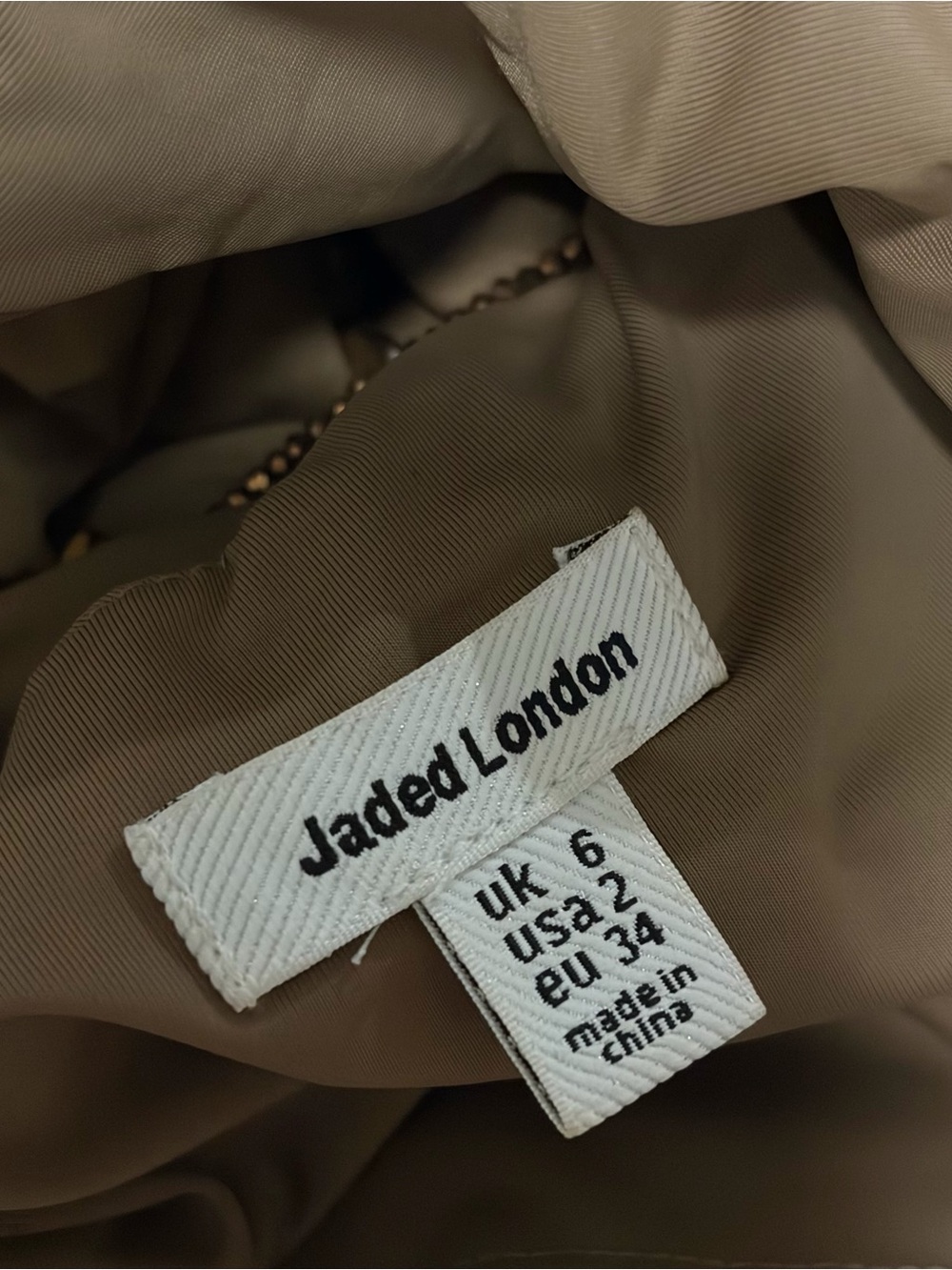 Jaded London Brown Alula Embellished Butterfly Mini Dress Backless Party Size 2 - Picture 4 of 7